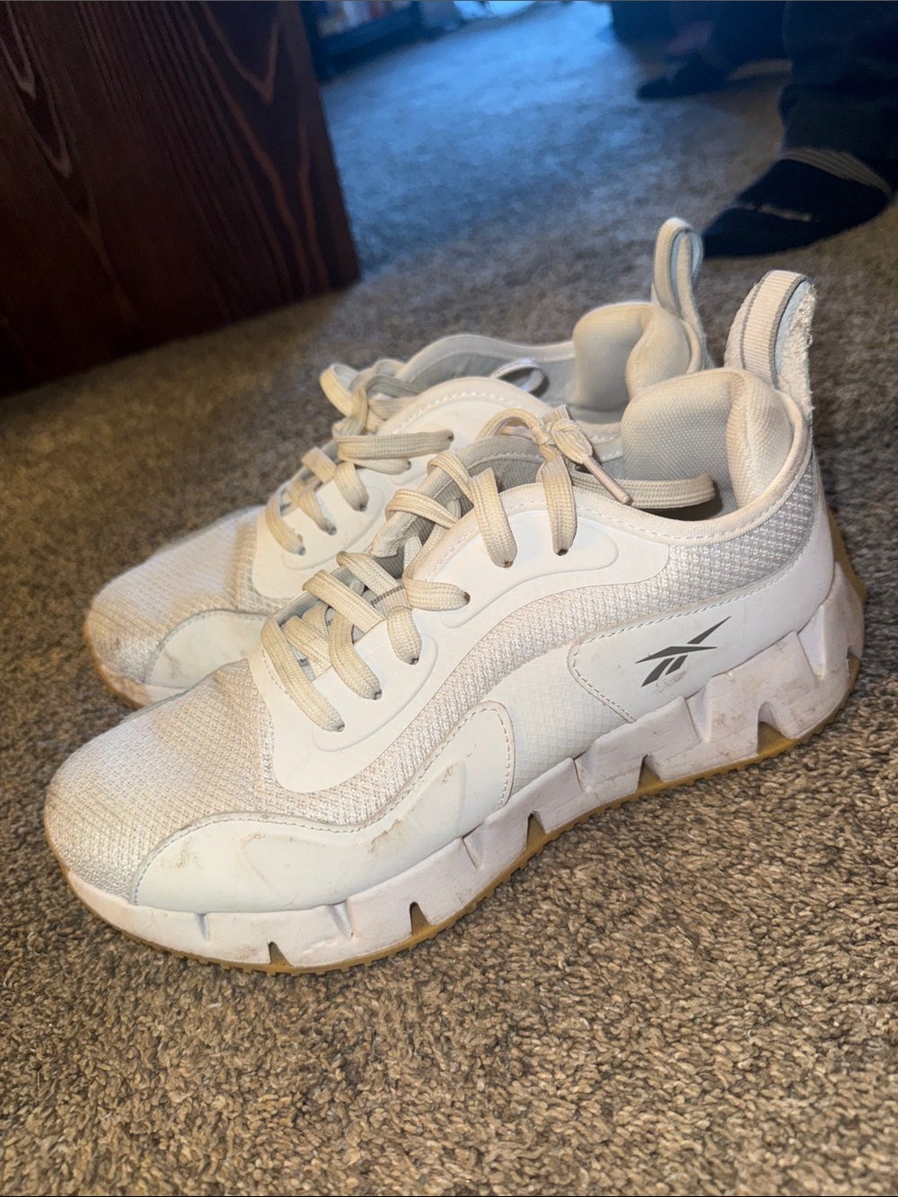 Reebok White Chunky Mesh and Synthetic Trainers